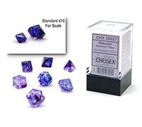 Chessex Dice Set - 10mm Nebula Nocturnal/Blue Luminary Polyhedral Dice Set - Dungeons and Dragons D & D DND TTRPG Dice - Includes 7 Dice - D4 D6 D8 D10 D12 D20 D% (CHX20557)