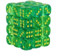Chessex Dice Set - 12mm Gemini: Translucent Green-Teal/Yellow Dice Block - Dungeons and Dragons D&D DND TTRPG Dice - Includes 36 Dice - D6 (CHX26866)