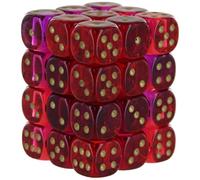 Chessex Dice Set - 12mm Gemini: Translucent Red-Violet/Gold Dice Block - Dungeons and Dragons D & D DND TTRPG Dice - Includes 36 Dice - D6