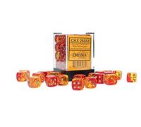 Chessex Dice Set - 12mm Gemini: Translucent Red-Yellow/Gold Dice Block - Dungeons and Dragons D&D DND TTRPG Dice - Includes 36 Dice - D6