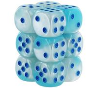 Chessex Dice Set - 16mm Gemini: Pearl Turquoise-White/Blue Luminary Dice Block - Dungeons and Dragons D & D DND TTRPG Dice - Includes 12 Dice - D6