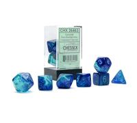 Chessex Gemini Luminary Dice Set 7 Polyhedral Dice Blue with Light Blue