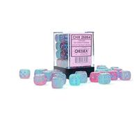 Chessex Dice Set - 12mm Gemini: Gel Green-Pink/Blue Luminary Dice Block - Dungeons and Dragons D&D DND TTRPG Dice - Includes 36 Dice - D6 (CHX26864)