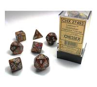 Chessex - Lustrous Polyhedral 7 Dice Set - Gold w/Silv... - Brand New