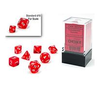 Chessex - Mini Translucent Polyhedral 7-Die Set - Red & White