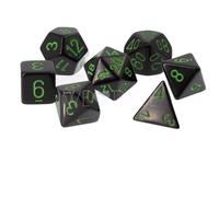 Chessex - Opaque Polyhedral 7 Dice Set - Black/Green