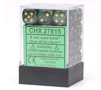 Chessex - Scarab 12mm D6 Dice Block - Jade w/Gold