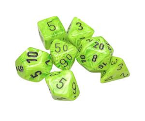 Chessex - Vortex Polyhedral 7 Dice Set - Bright Green with Black