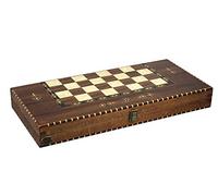 Chessgammon BACKGAMMON SET HAND CRAFTED SOLID WALNUT WOOD "HELENA WOOD ART" BACKGAMMON SET WITH MOTHER OF PEARL 20" RURAL- 2150W