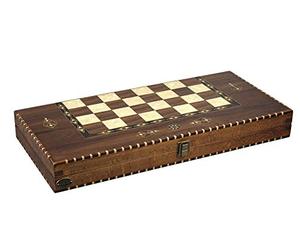Chessgammon BACKGAMMON SET HAND CRAFTED SOLID WALNUT WOOD "HELENA WOOD ART" BACKGAMMON SET WITH MOTHER OF PEARL 20" RURAL- 2150W