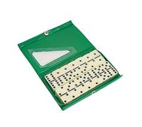 Chessgammon Green Leatherette Case Double 6 Dominoes 28 Pieces
