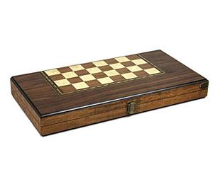 Chessgammon WOODEN BACKGAMMON SET TRAVEL BOARD GAME HAND CRAFTED SOLID WALNUT WOOD INLAID "HELENA WOOD ART" URBAN 2234M