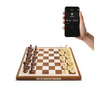 Chessnut Air Electronic Chess Board - A magnificent handcrafted wooden set with extra queens, LED, game and adaptive electronic chess apps. For 2 players, ages 10 and up.