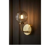 Chessy Ribbed Glass Globe Shade Gold Stem Wall Light with LED Bulb ValueLights Gold One Size