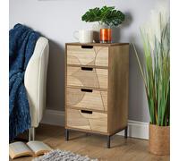 Chest 4 Solid Wooden Storage Drawers Bedroom Clothing Organiser Home Source Brown One Size