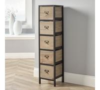 Chest 5 Drawers Tall Storage Unit Rustic Metal Legs Fully Assembled Home Source Natural One Size