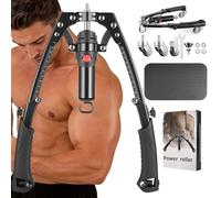 Chest & Arm Twister & Core Trainer, 3 in 1 Hydraulic Power Chest Workout Equipment with Ab Roller Wheels and Hooks, 22-440lbs for Strength Trainer, Home Gym Equipment for Full Body Strength Training