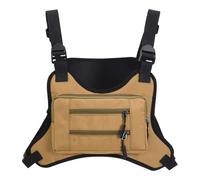 Chest Backpack for Men Waterproof Vest Bag with Capacity, Khaki, Consulte la descripción, See description