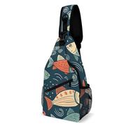 Chest Bag Animation Style Fish Sling Bag for Men Crossbody Bag Fanny Packs for Women Sling Backpack for Travel, white, 8x4x15 Inches