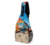 Chest Bag Colorful Flip Flops Beach Ball Sling Bag for Men Crossbody Bag Fanny Packs for Women Sling Backpack for Travel, white, 8x4x15 Inches
