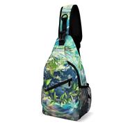 Chest Bag Earth And Green Leaves Sling Bag for Men Crossbody Bag Fanny Packs for Women Sling Backpack for Travel, white, 8x4x15 Inches