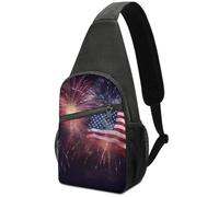 Chest Bag Fanny Pack Firework American Flag 4Th of July Printed Cross Body Bag Waist Packs Sling Bag for Women Men