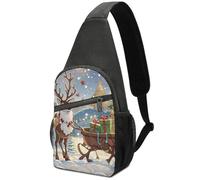Chest Bag Fanny Pack Reindeer Delivering Christmas Presents Printed Cross Body Bag Waist Packs Sling Bag for Women Men