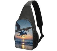 Chest Bag Fanny Pack Sea Sunset Flying Dragon Printed Cross Body Bag Waist Packs Sling Bag for Women Men