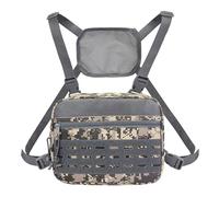Chest Bag for Men, Tactical Molle Chest Pack Micro Chest Rig Pouch for Running Hunting Fly Fishing Camo Grey