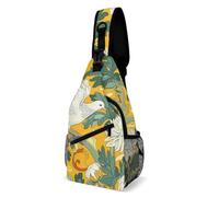 Chest Bag White Chrysanthemum Pattern Sling Bag for Men Crossbody Bag Fanny Packs for Women Sling Backpack for Travel, white, 8x4x15 Inches