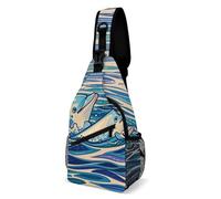 Chest Bag Wide Snouted Dolphins Playing Sling Bag for Men Crossbody Bag Fanny Packs for Women Sling Backpack for Travel, white, 8x4x15 Inches