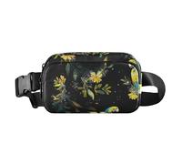Chest Belt Bum Bag for Men Women Beauty Parrot Black Fanny Pack Crossbody Sling Bags Large Capacity Travel Passport Wallet for Cycling Hiking Gym, 01, One Size