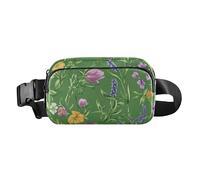 Chest Belt Bum Bag for Men Women Flowers Lily Delphinium Butterflies Bees Burgundy Fanny Pack Crossbody Sling Bags Large Capacity Travel Passport Wallet for Cycling Hiking Gym, 15, One Size