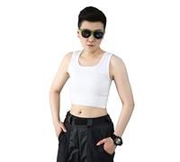 Chest Binder 20CM Super Elastic Band Tank Top Shapewear for Tomboy Trans Lesbian(White,L)