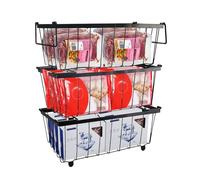 Chest Freezer Baskets,3 Pack Stackable Freezer Organiser Hanging Metal Refrigerator Storage Rack Chest Freezer Add Space Freezer Baskets Freezer Wire Storage Basket with Handle 37.2*18.8*14cm(3 Black)