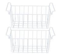 Chest Freezer Baskets, Sturdy Metal Wire Organizer Bin for Refrigerator and Cabinets with Hanging Handles and Wide Applicability, 2Packs (White)