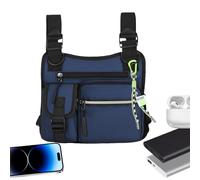 Chest Holster - Adjustable Multifunctional Neck Pouch, Quick Access Memory, Keden-resistant Vest with 3D Cut for Hiking, Motorcycle, Training, 9.84 x 9.06 x 1.57 Inches, Blue, see description, See