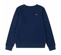 Chest Logo Fleece Sweatshirt with Crew Neck Navy Blue