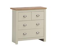 Chest of 4 Drawers Bedroom Storage Cabinet Cream with Oak Effect Top Modern
