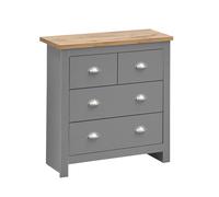 Chest of 4 Drawers Bedroom Storage Cabinet Cream with Oak Effect Top Modern