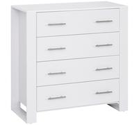 HOMCOM Chest Of 4 Drawers Storage Cabinet Bedroom Clothes w/Metal Handles Base Freestanding Unit Furnishing Living Room White