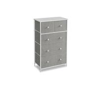 Chest of 5 Fabric Drawers, Light Grey + White