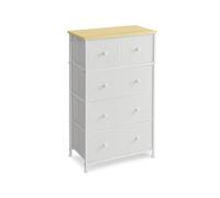Chest of 5 Fabric Drawers, White + Oak