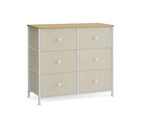 Chest of 6 Fabric Drawers with Metal Frame, Camel Yellow + Cream White