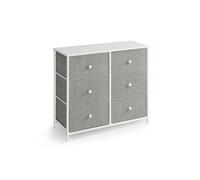 Chest of 6 Fabric Drawers with Metal Frame, Light Grey + White