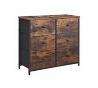 Chest of 6 Fabric Drawers with Metal Frame, Rustic Brown + Black