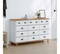 Chest of Drawers 12-Drawer Solid Pine Wood White 79x40x133.5cm Slim Space-Saving