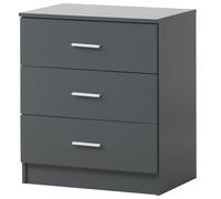 Chest of Drawers 3 Drawer Modern Plinth Base Chrome Handles Multiple Finishes