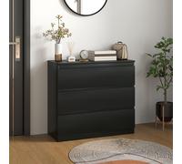 HOMCOM Chest of Drawers, 3 Drawer Storage Cabinet Unit for Bedroom, Black, Black