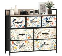 Chest of Drawers 4-Drawer Blue Fabric Dresser with Wood-Effect Top 60x29x85 cm.